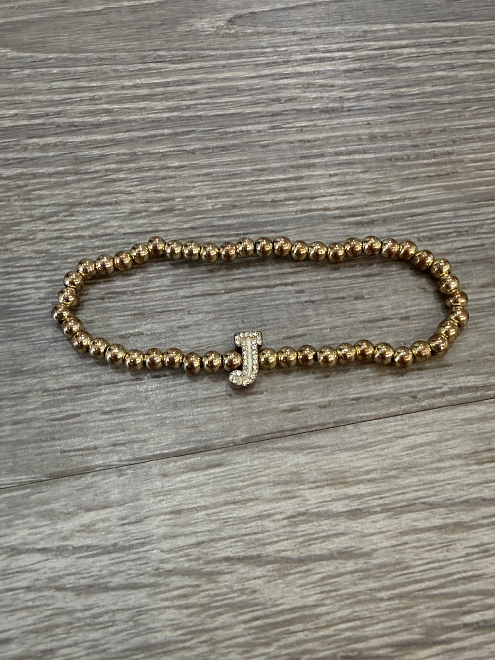 BaubleBar Gold Bead Bracelet with Pavé 'J' Charm